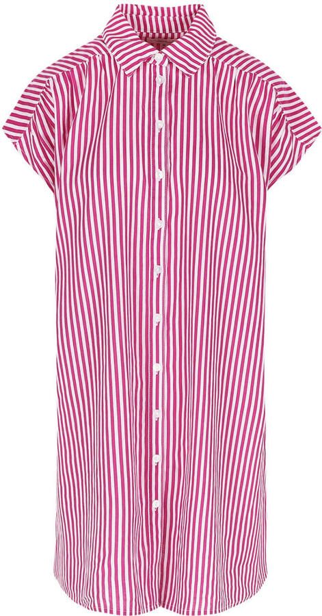 LOLALIZA linnen gestreepte blousejurk roze - Foto 3