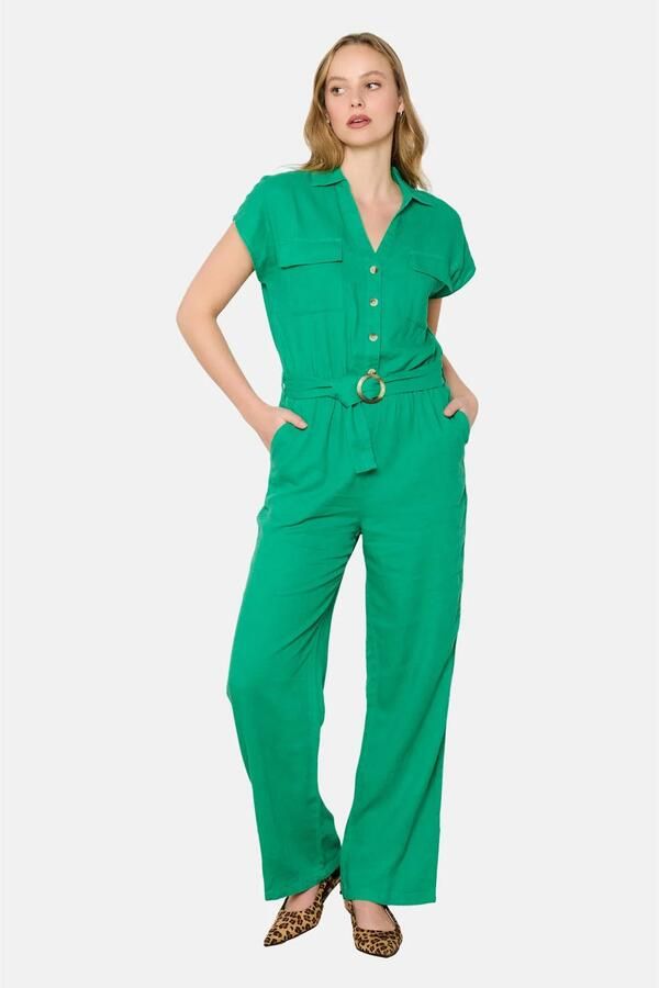 LOLALIZA linnen jumpsuit groen