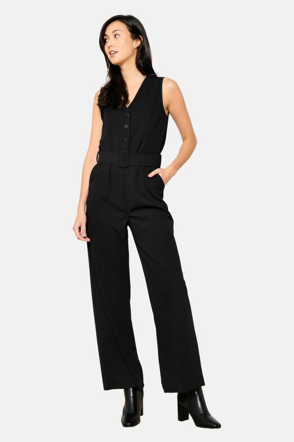 LOLALIZA linnen jumpsuit zwart