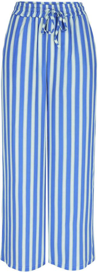 LOLALIZA loose fit cropped gestreepte broek blauw - Foto 3