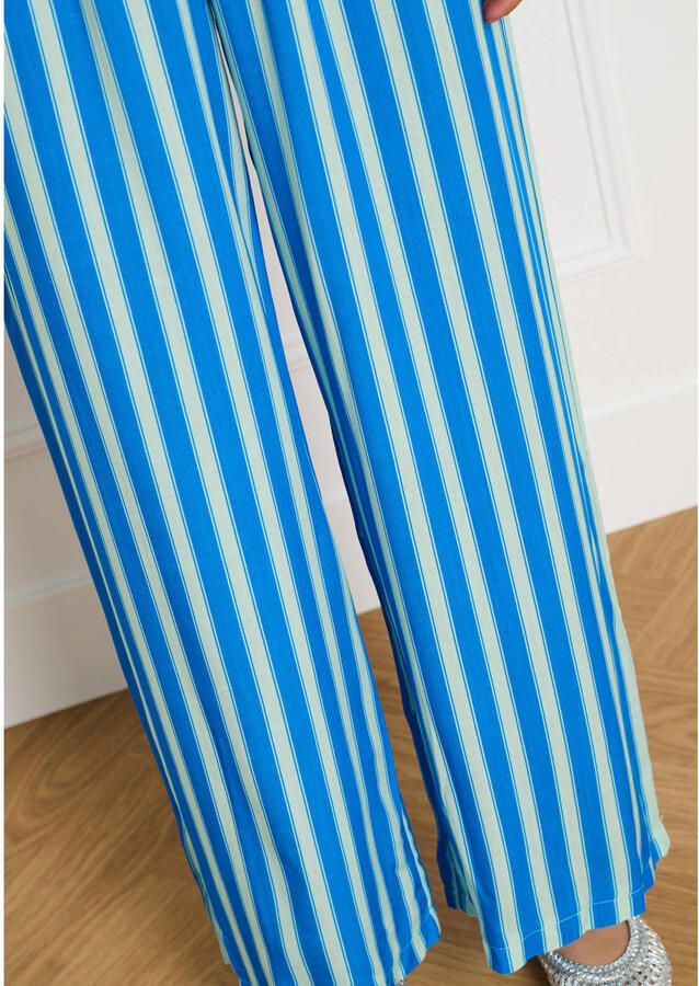 LOLALIZA loose fit cropped gestreepte broek blauw - Foto 2