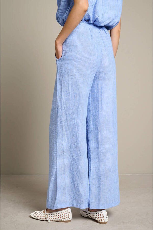 LOLALIZA loose fit gestreepte broek lichtblauw