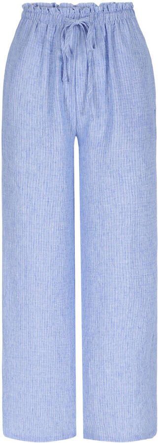 LOLALIZA loose fit gestreepte broek lichtblauw - Foto 3
