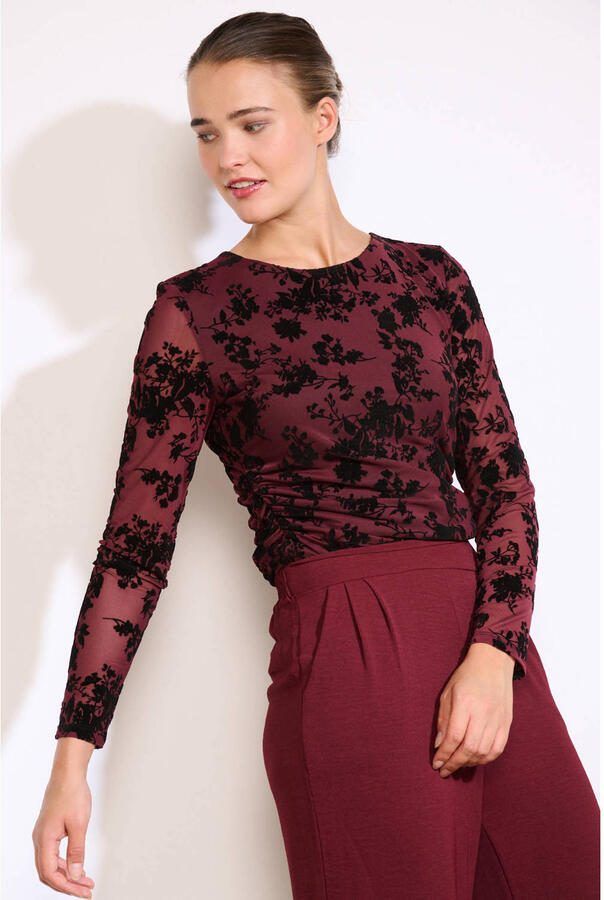 LOLALIZA mesh top donkerrood