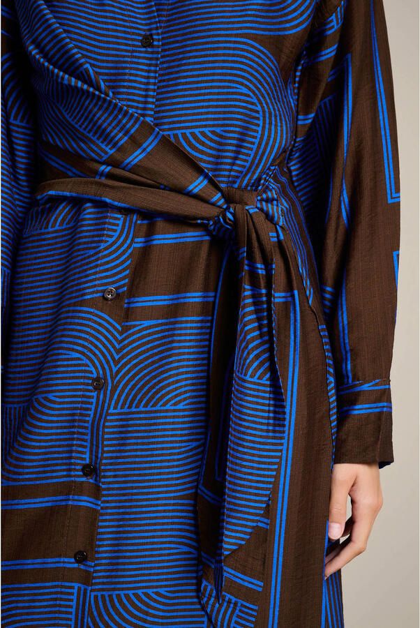 LOLALIZA midi blousejurk blauw bruin - Foto 3