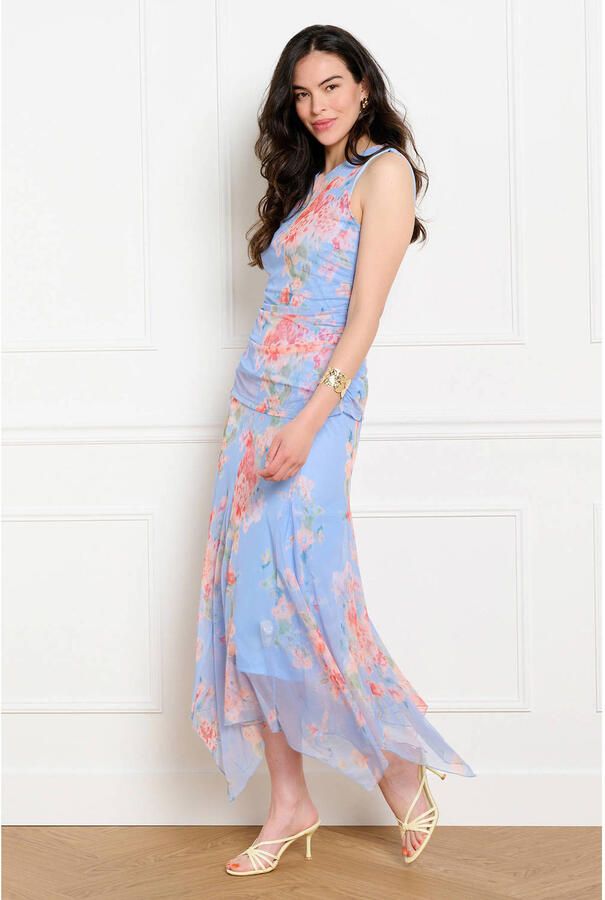LOLALIZA midi gebloemde rok blauw - Foto 3