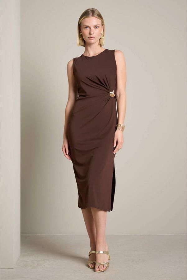 LOLALIZA midi jurk bruin