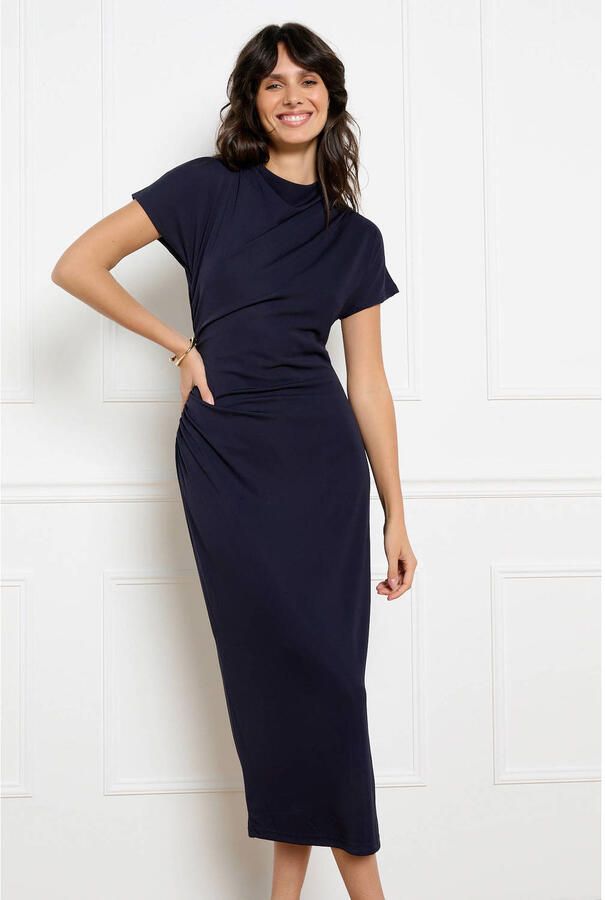 LOLALIZA midi jurk donkerblauw