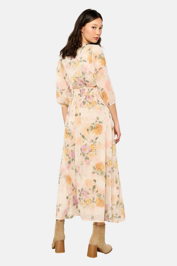 LOLALIZA midi jurk met glitter ecru