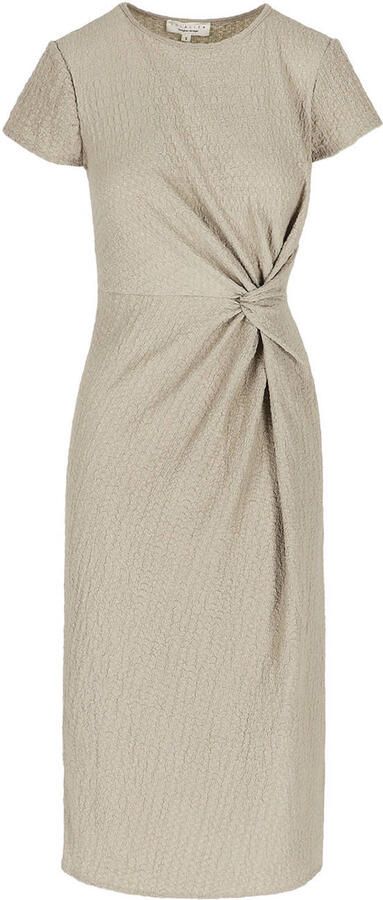LOLALIZA midi jurk met knoopdetail taupe - Foto 3