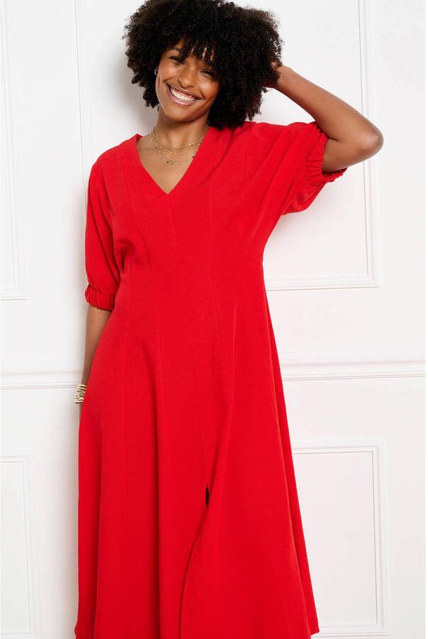 LOLALIZA midi jurk met split rood