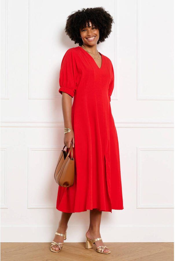 LOLALIZA midi jurk met split rood - Foto 2