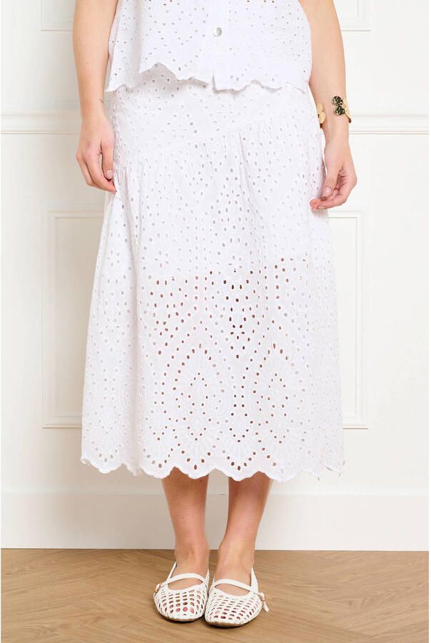 LOLALIZA midi rok broderie ecru