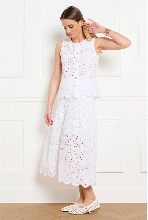 LOLALIZA midi rok broderie ecru - Foto 2