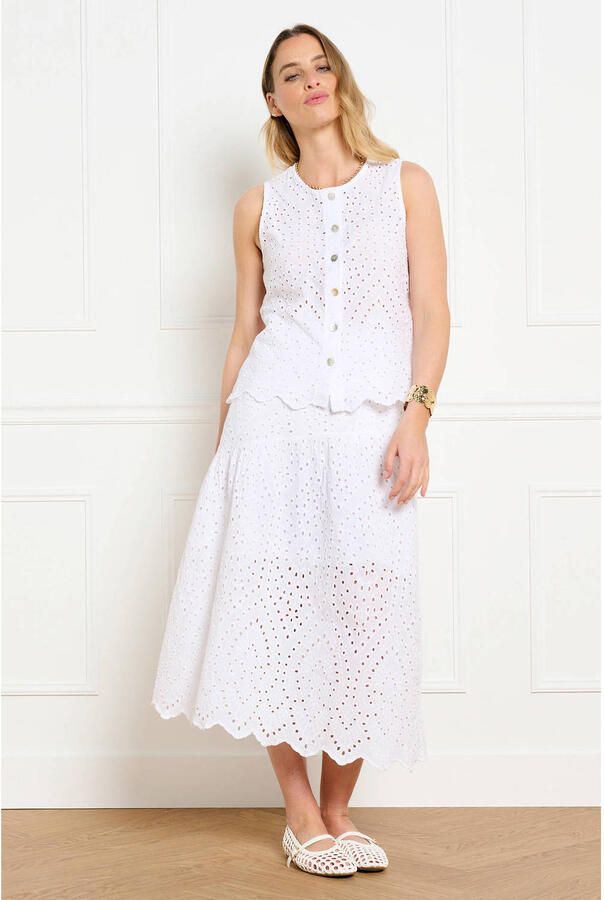 LOLALIZA midi rok broderie ecru - Foto 3