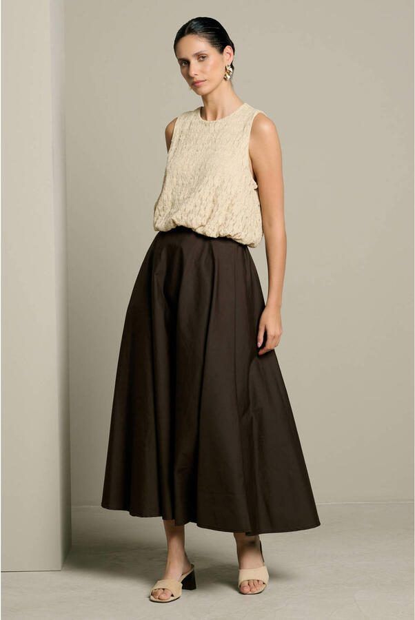 LOLALIZA midi rok donkerbruin - Foto 3