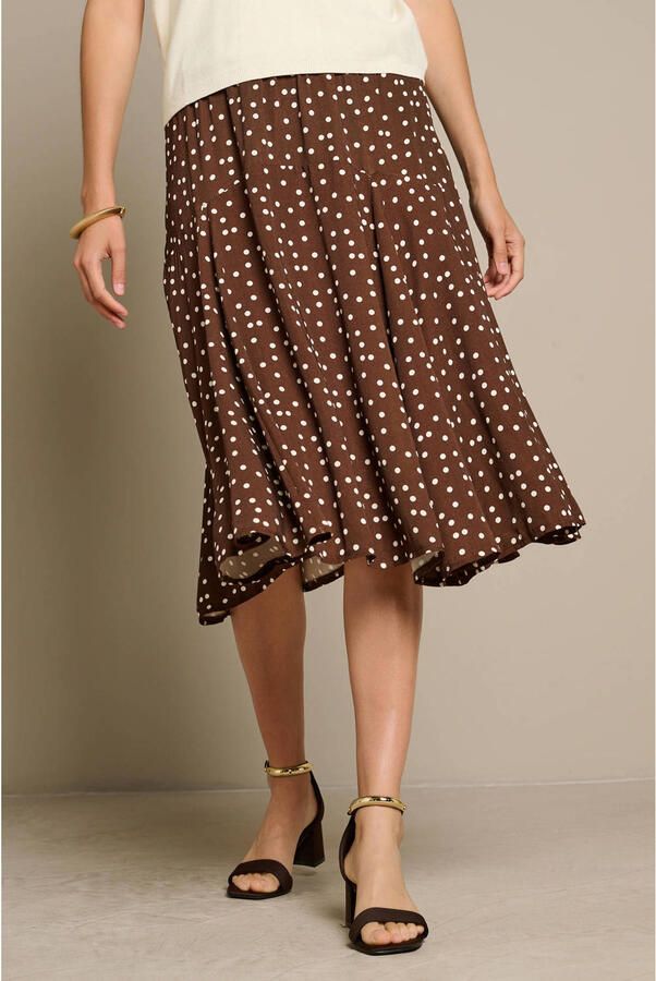 LOLALIZA midi rok met stippen bruin