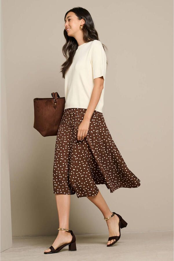 LOLALIZA midi rok met stippen bruin - Foto 2