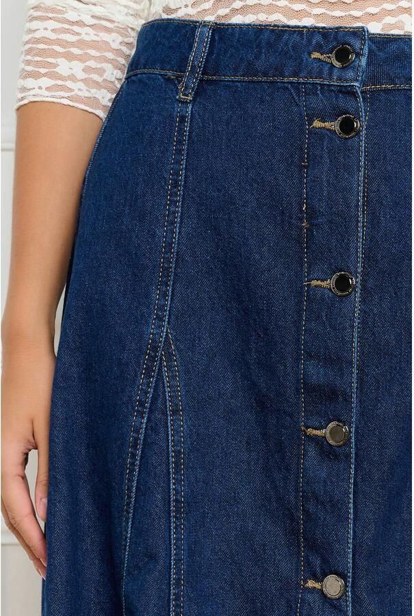 LOLALIZA midi spijkerrok donkerblauw - Foto 3