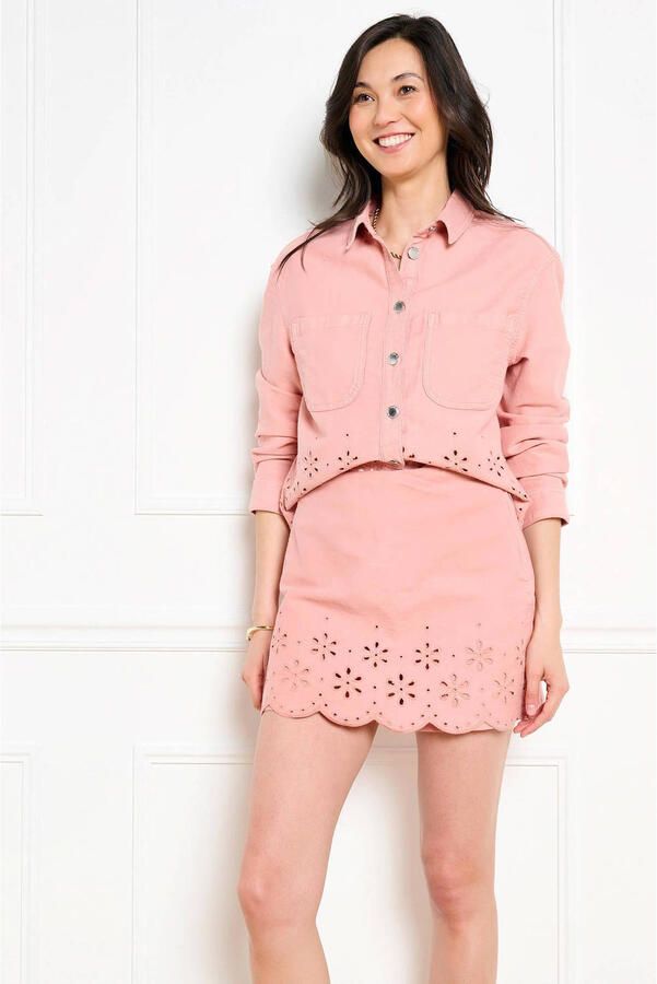 LOLALIZA mini rok broderie roze