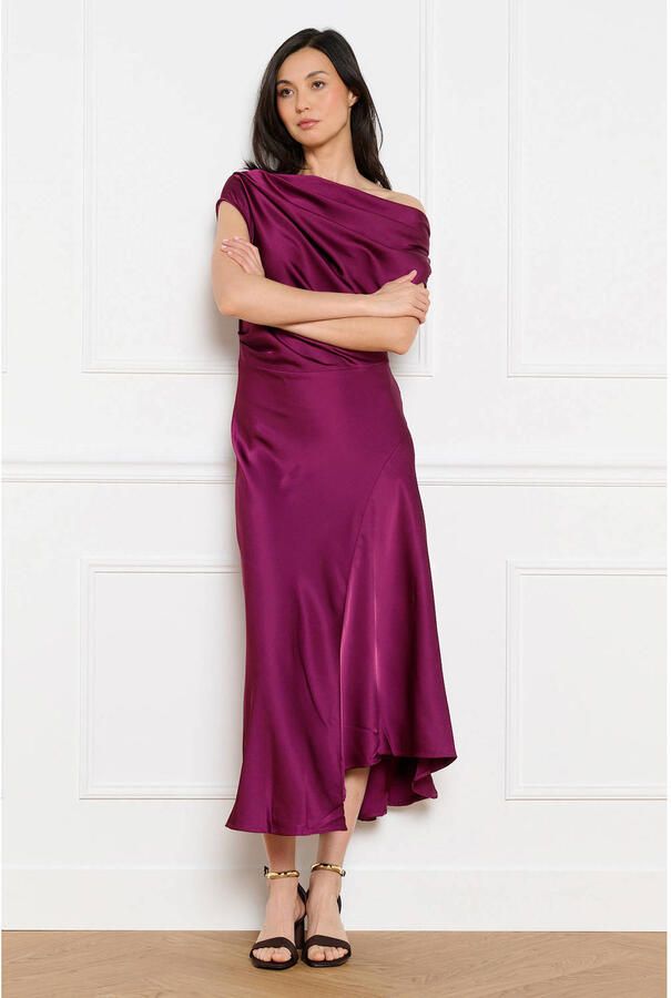 LOLALIZA one shoulder jurk fuchsia - Foto 2