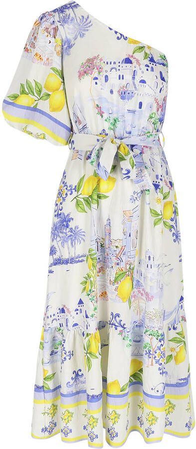 LOLALIZA one shoulder zomerjurk met ceintuur en print meerkleurig - Foto 3