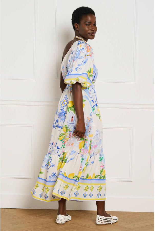 LOLALIZA one shoulder zomerjurk met ceintuur en print meerkleurig - Foto 2