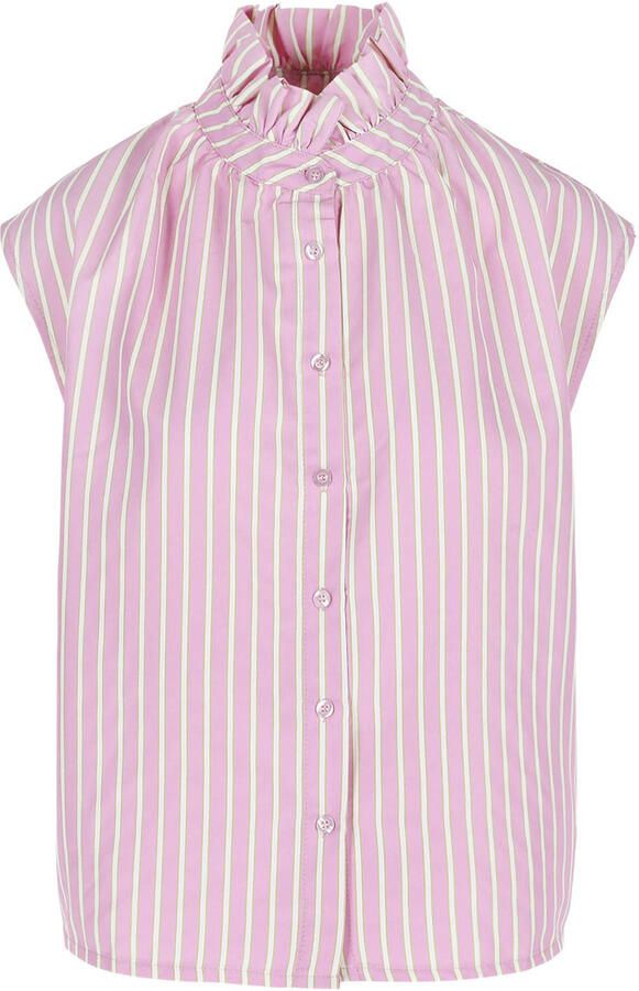 LOLALIZA rechtvallend gestreepte blouse roze - Foto 3