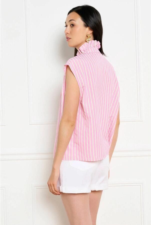 LOLALIZA rechtvallend gestreepte blouse roze - Foto 2