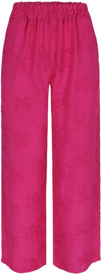 LOLALIZA regular fit gebloemde broderie broek roze - Foto 3
