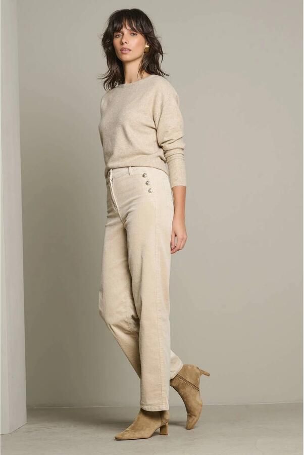 LOLALIZA regular fit straight leg jeans met corduroy details ecru - Foto 2