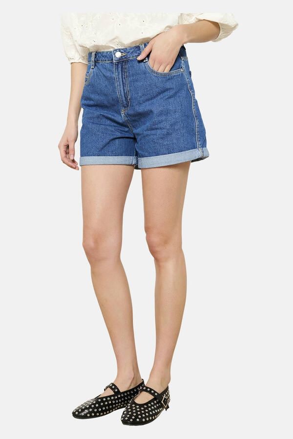 LOLALIZA regular high waist denim short dark blue denim