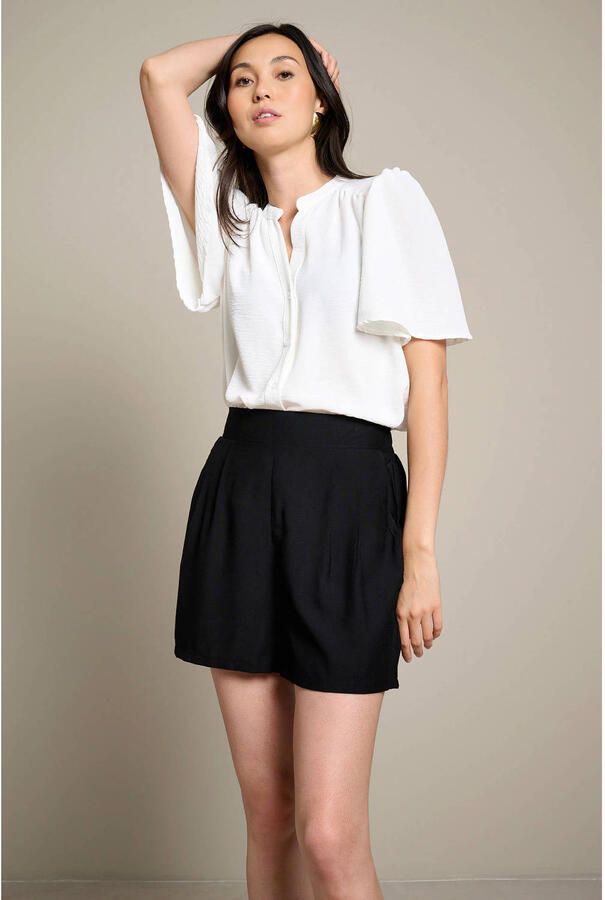 LOLALIZA regular waist straight fit paperbag short zwart