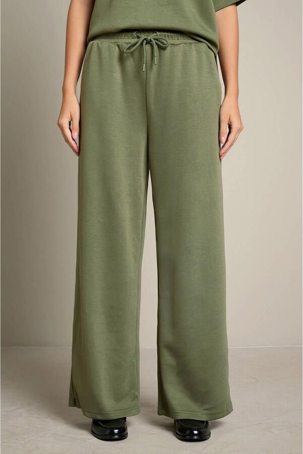 LOLALIZA regular waist wide leg broek kaki