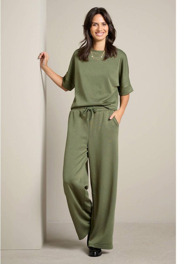 LOLALIZA regular waist wide leg broek kaki - Foto 2