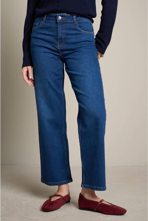 LOLALIZA regular waist wide leg jeans donkerblauw