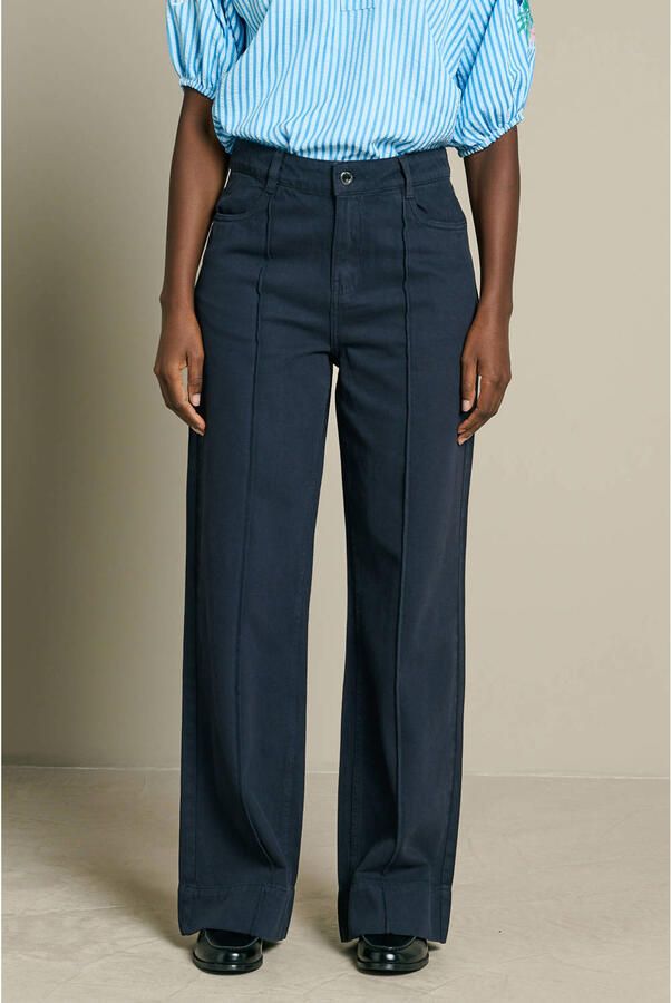 LOLALIZA regular waist wide leg jeans donkerblauw