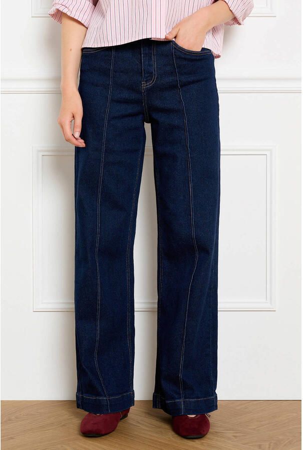 LOLALIZA regular waist wide leg jeans donkerblauw