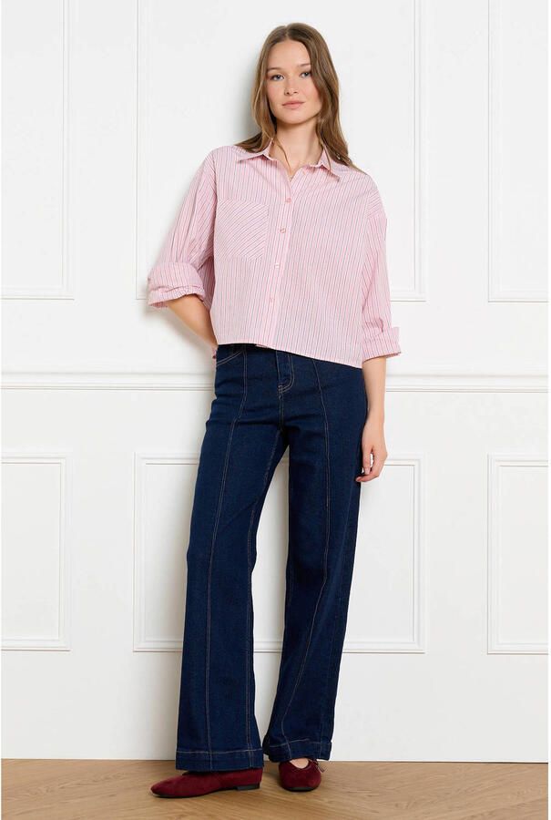 LOLALIZA regular waist wide leg jeans donkerblauw - Foto 2