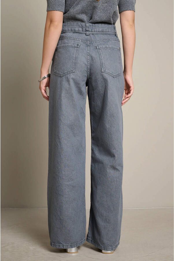 LOLALIZA regular waist zwangerschaps wide leg jeans met ceintuur grijs denim - Foto 3
