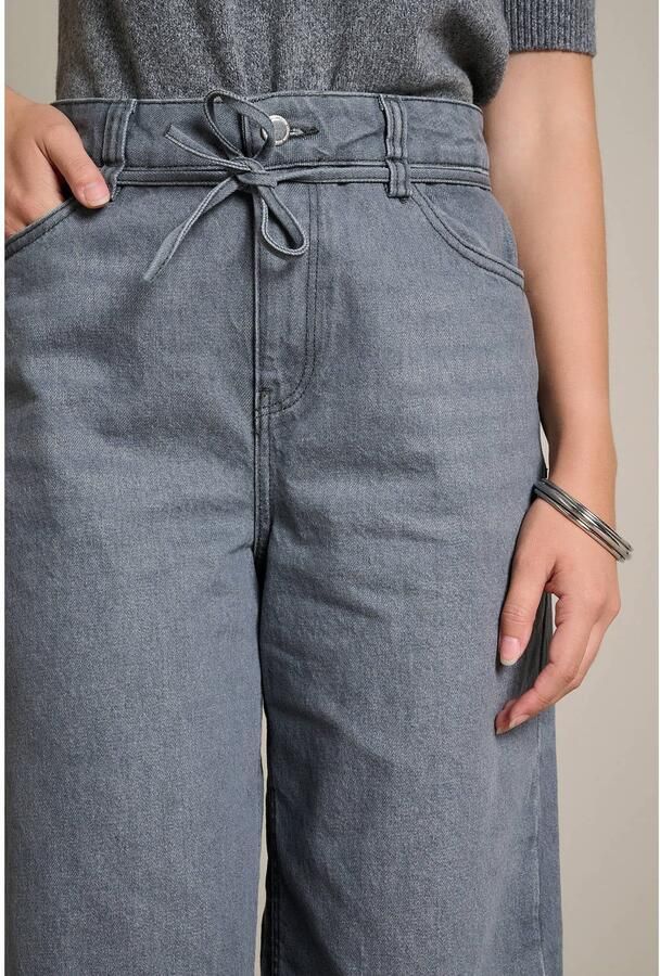 LOLALIZA regular waist zwangerschaps wide leg jeans met ceintuur grijs denim - Foto 2