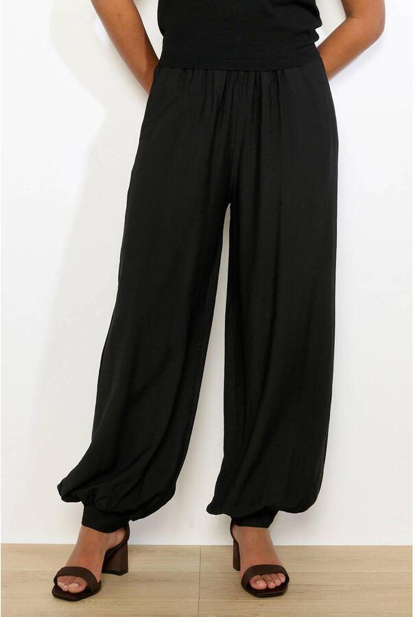 LOLALIZA viscose ballonbroek met plooien zwart