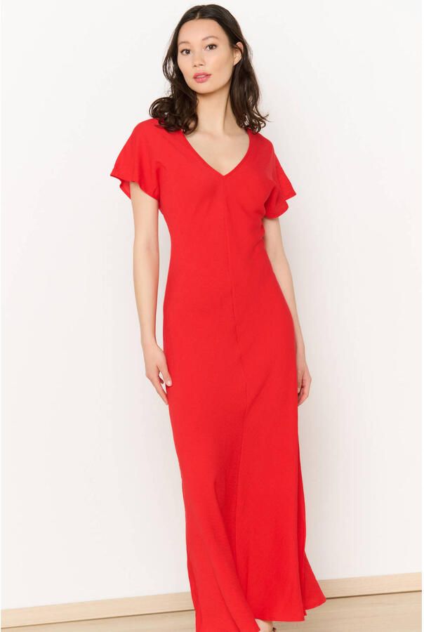 LOLALIZA Romy Monteiro x Wehkamp maxi jurk rood