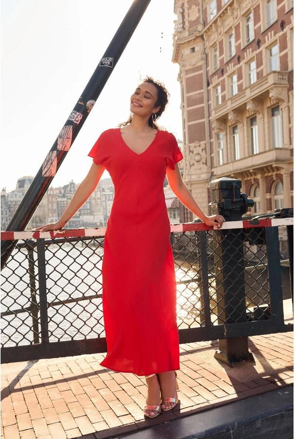 LOLALIZA Romy Monteiro x Wehkamp maxi jurk rood - Foto 2