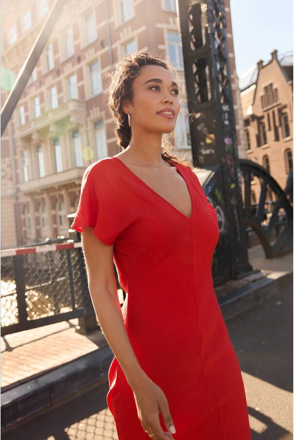 LOLALIZA Romy Monteiro x Wehkamp maxi jurk rood - Foto 3
