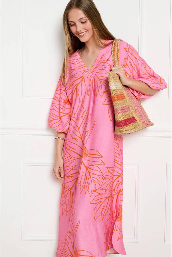 LOLALIZA Sanny x Wehkamp maxi jurk met bloemen roze - Foto 3