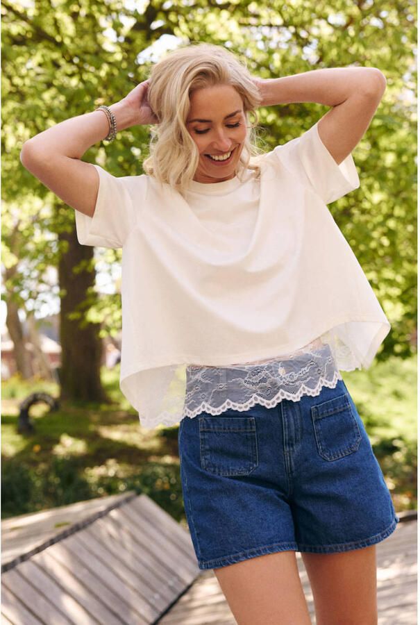 LOLALIZA Sanny x Wehkamp regular high waist denim short medium blue denim