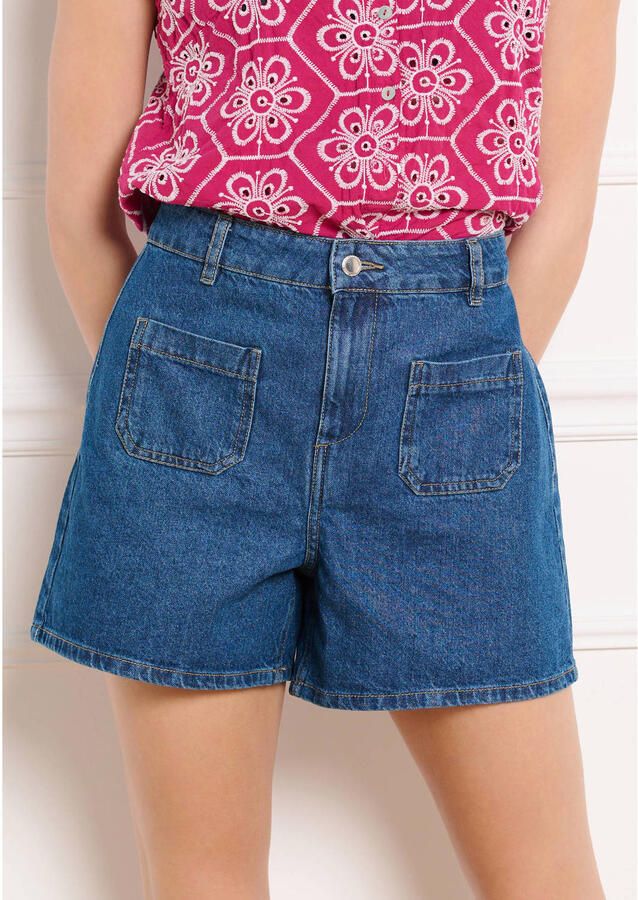 LOLALIZA Sanny x Wehkamp regular high waist denim short medium blue denim - Foto 2