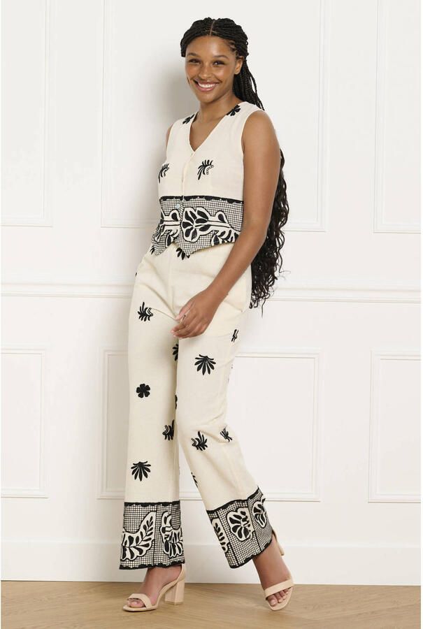 LOLALIZA Sanny x Wehkamp wide leg regular waist broek ecru - Foto 2