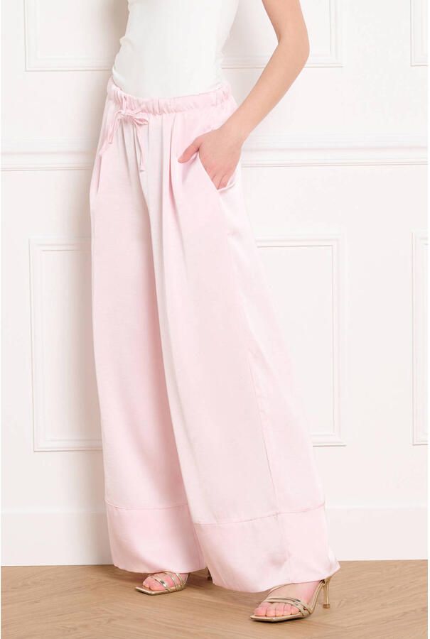 LOLALIZA satijnen high waist broek lichtroze